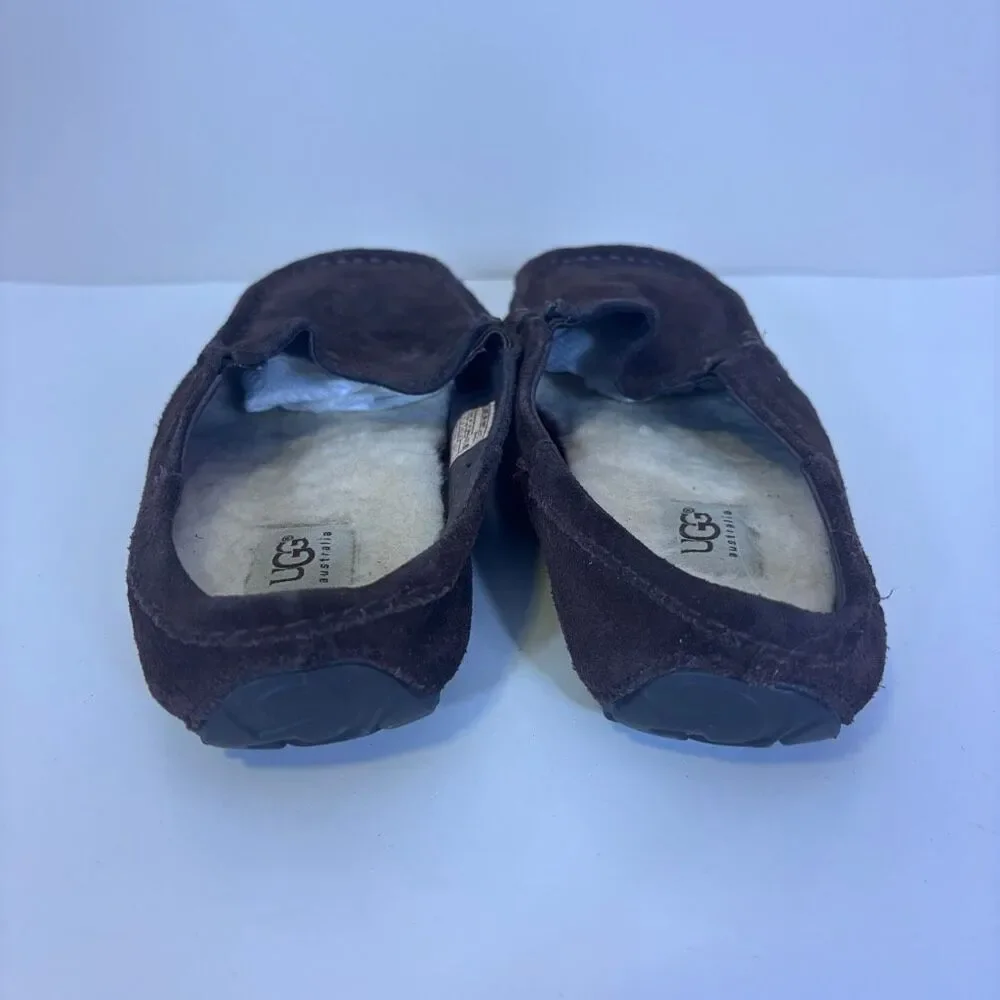 UGG Brown Suede Fur Lined Slide Slipper Shoes Men's‎ 9